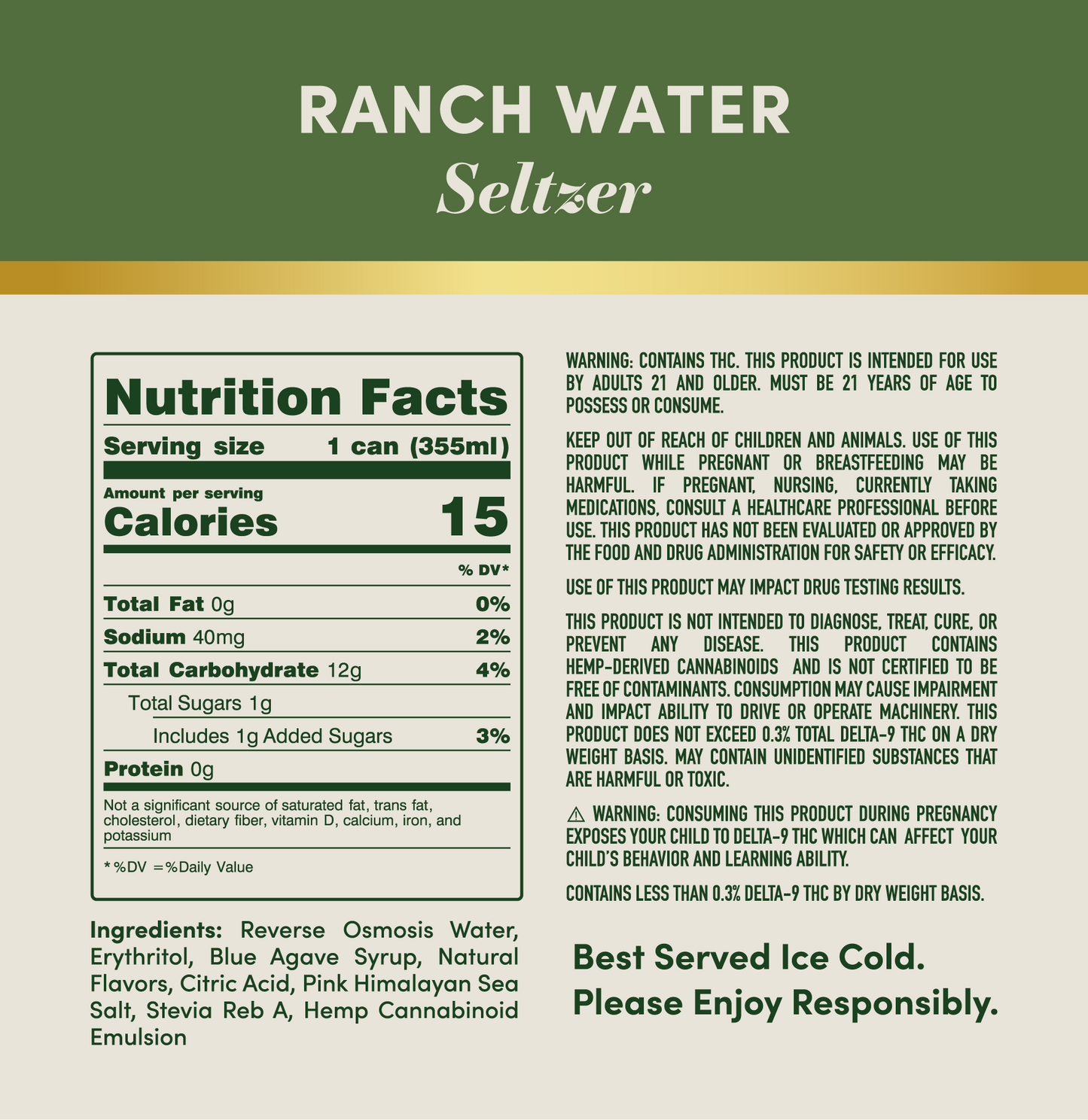 Highpour Ranch Water Seltzer (2.5mg THC)
