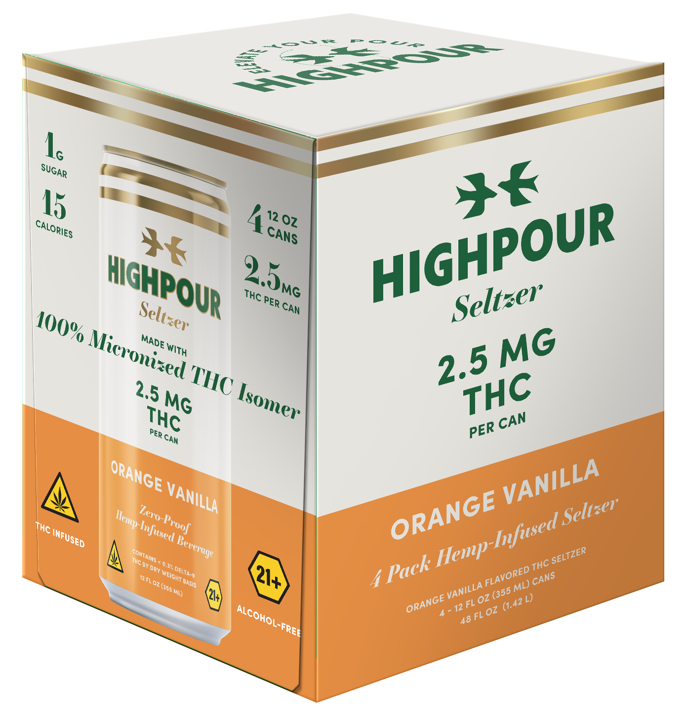 Highpour Orange Vanilla Seltzer (2.5mg THC)
