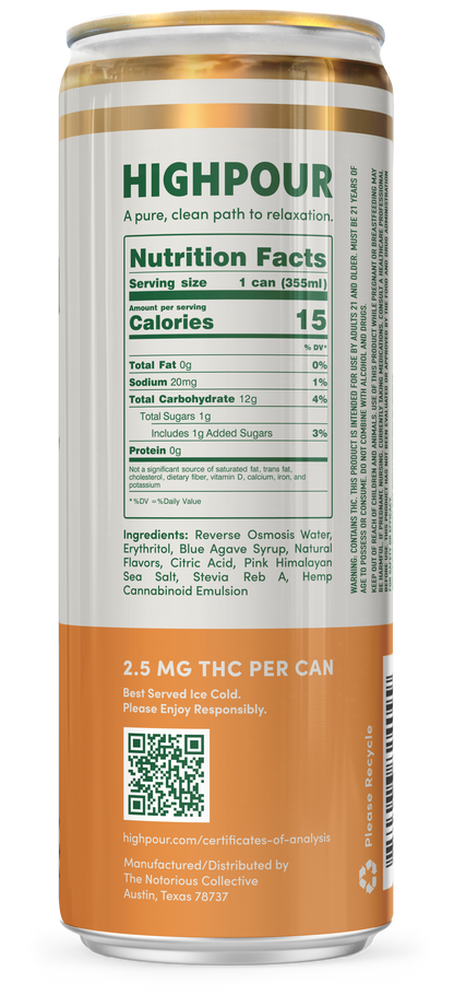 Highpour Orange Vanilla Seltzer (2.5mg THC)