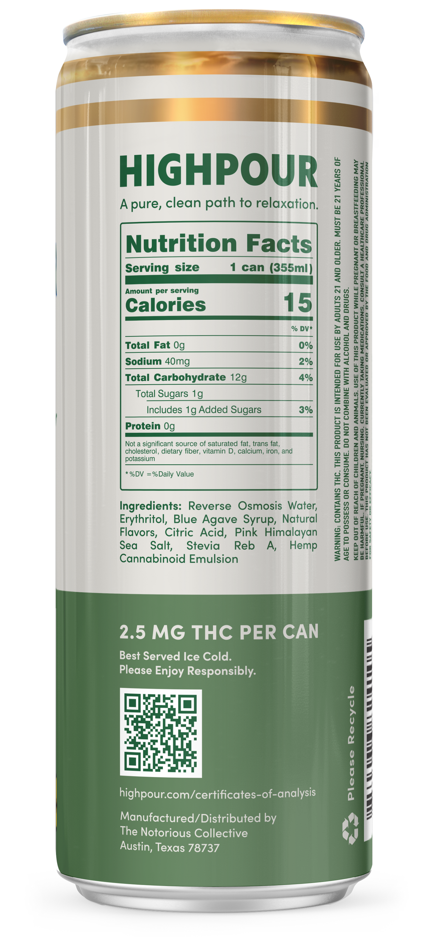 Highpour Ranch Water Seltzer (2.5mg THC)