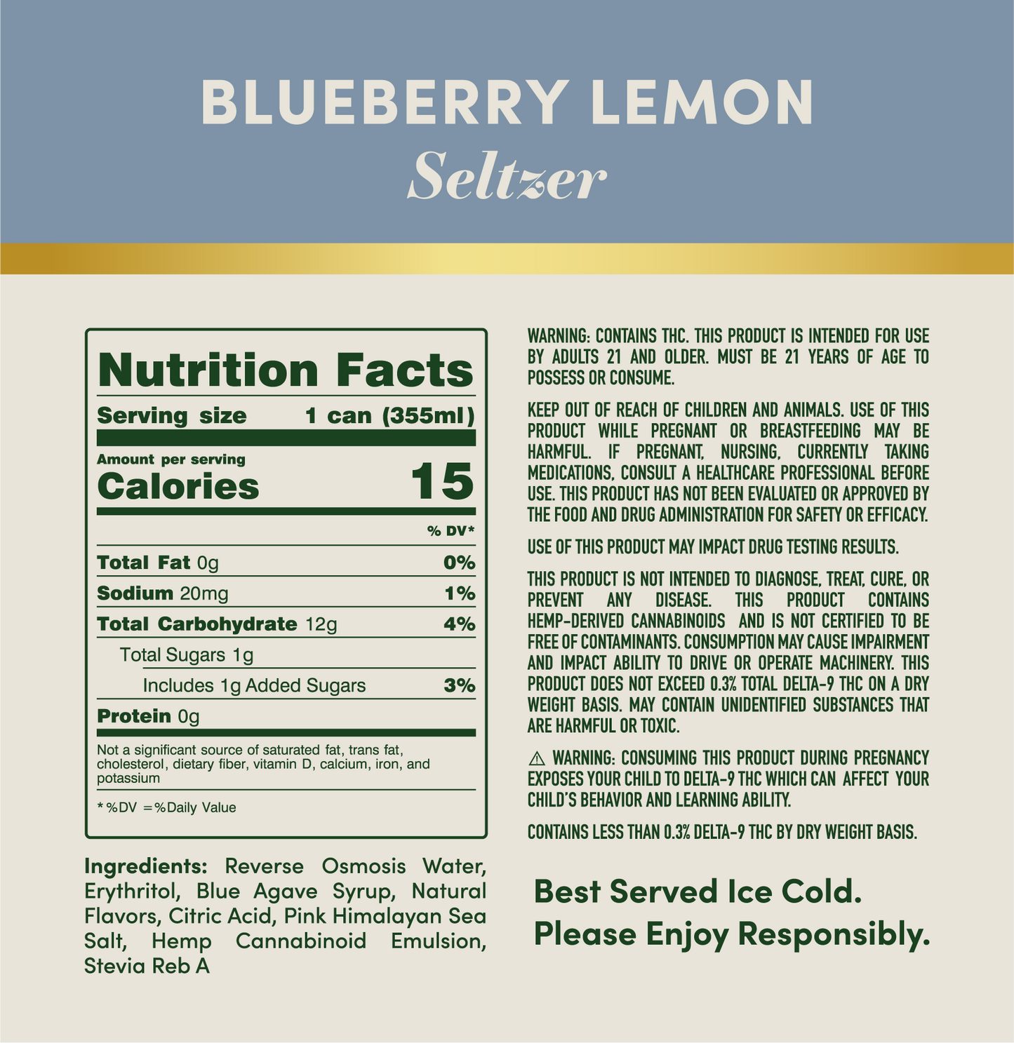 Highpour Blueberry Lemon Seltzer (2.5mg THC)